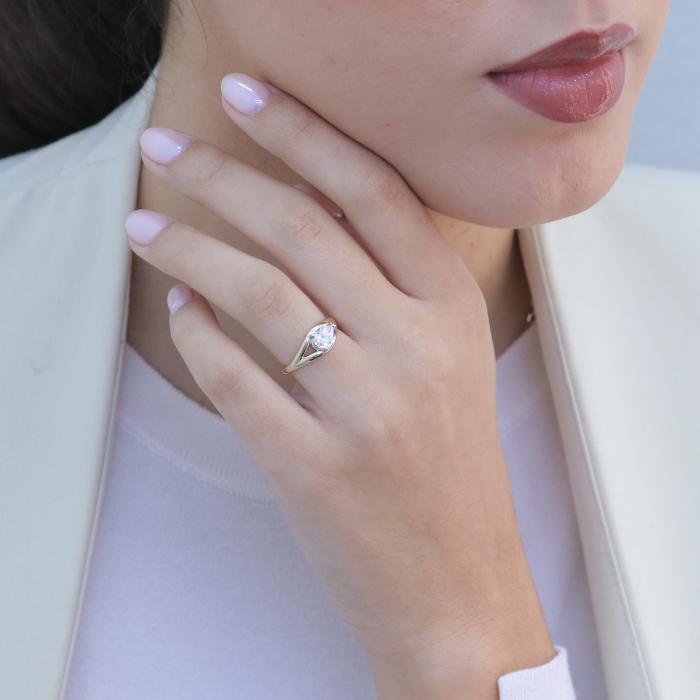 Μονόπετρο Δαχτυλίδι Λευκόχρυσος & Χρυσός K14 με Lab Grown Διαμάντι SKU-83278