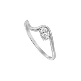 Δαχτυλίδι Λευκόχρυσος K9 με Λευκό Ζιργκόν SKU-83617