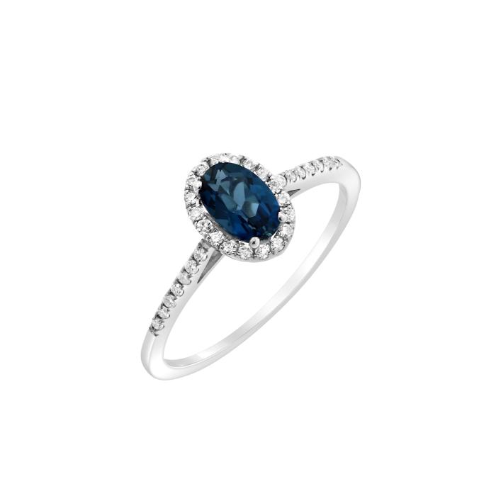 Δαχτυλίδι Ροζέτα με Διαμάντια & London Blue Topaz Λευκόχρυσος K18 SKU-83732
