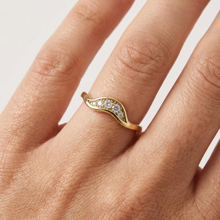 Δαχτυλίδι Γυναικείο με Λευκά Ζιργκόν σε Κίτρινο Χρυσό K9