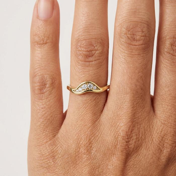 Δαχτυλίδι Γυναικείο με Λευκά Ζιργκόν σε Κίτρινο Χρυσό K9 SKU-83828