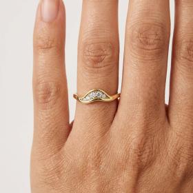 Δαχτυλίδι Γυναικείο με Λευκά Ζιργκόν σε Κίτρινο Χρυσό K9 SKU-83828