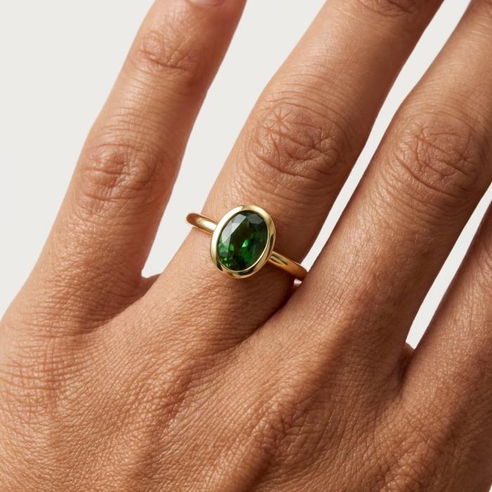 Δαχτυλίδι Χρυσός K14 με Green Tourmaline SKU-83813