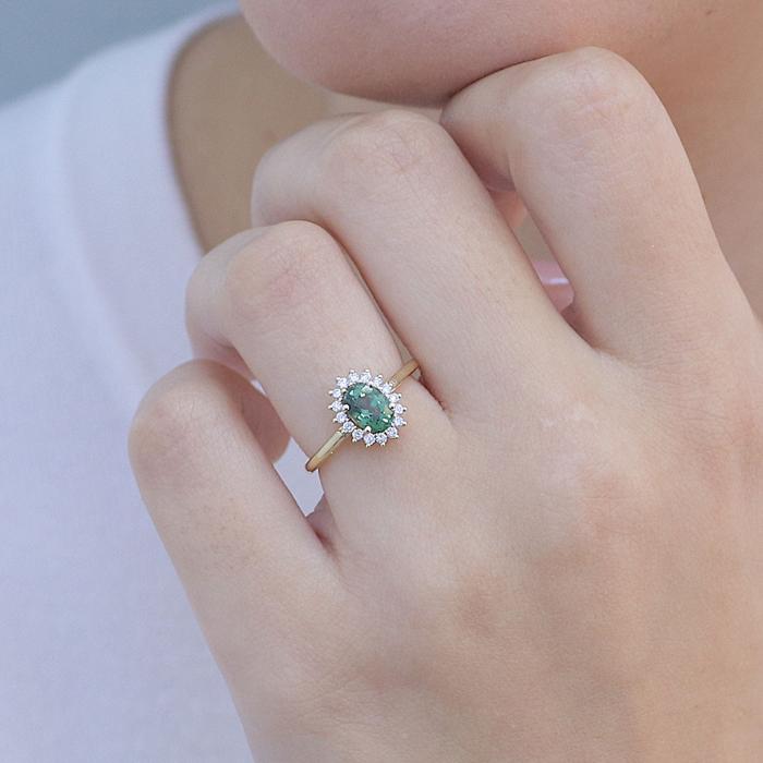 Δαχτυλίδι Ροζέτα με Πράσινο Ζαφείρι & Διαμάντια Χρυσός K18 SKU-83047