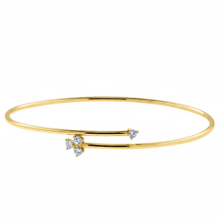 Βραχιόλι Χειροπέδα Χρυσός K14 με Διαμάντια SKU-83272