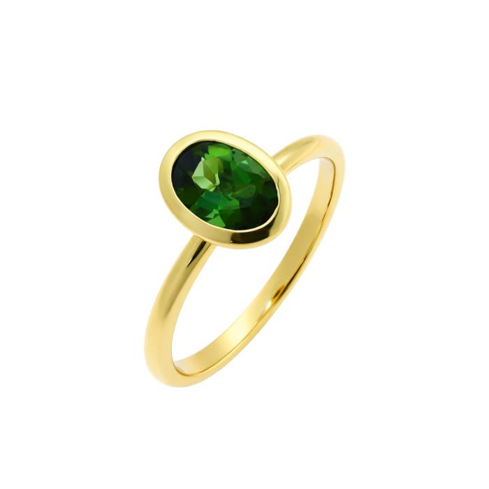 Δαχτυλίδι Χρυσός K14 με Green Tourmaline SKU-83813