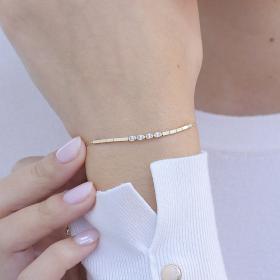 Γυναικείο Βραχιόλι με Λευκά Ζιργκόν Χρυσός K14 SKU-83253