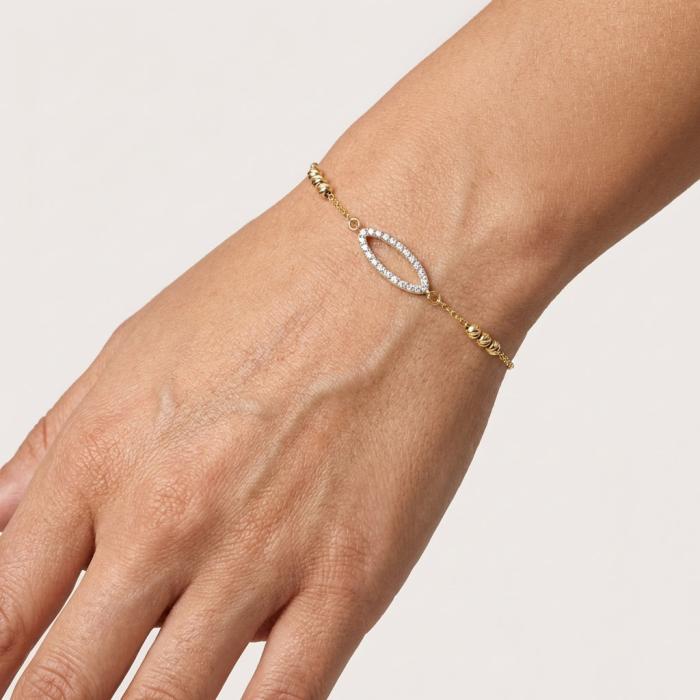 Γυναικείο Βραχιόλι με Λευκά Ζιργκόν Χρυσός K9 SKU-83825