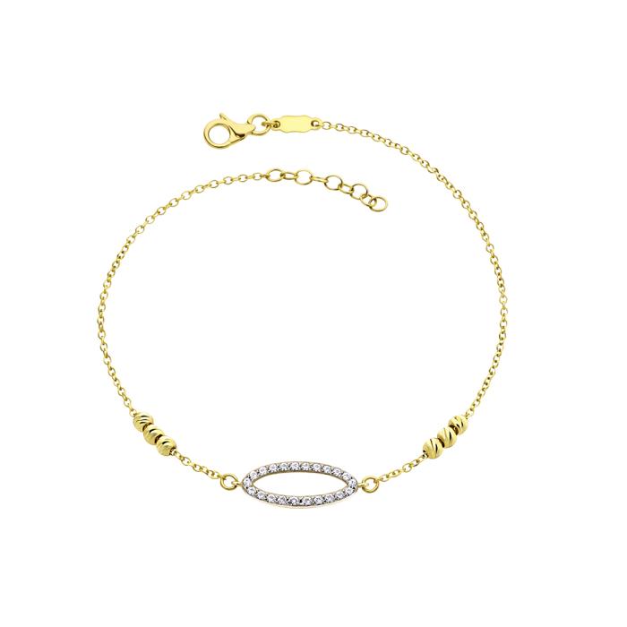 Γυναικείο Βραχιόλι με Λευκά Ζιργκόν Χρυσός K9 SKU-83825