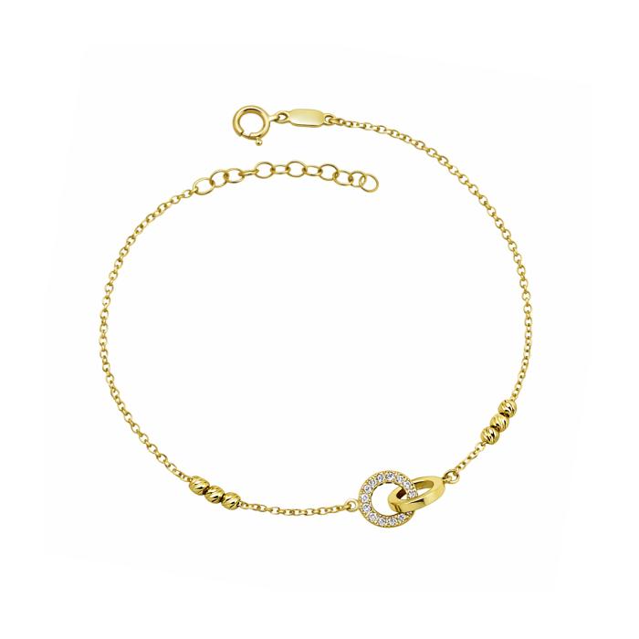 Γυναικείο Βραχιόλι με Λευκά Ζιργκόν Χρυσός K9 SKU-83826