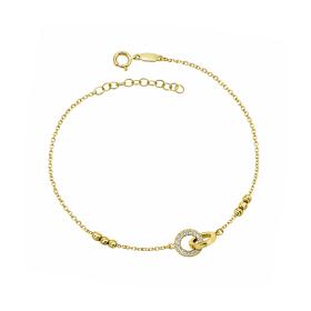 Γυναικείο Βραχιόλι με Λευκά Ζιργκόν Χρυσός K9 SKU-83826