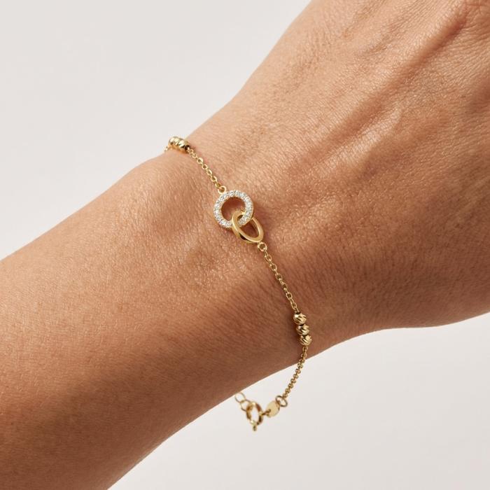 Γυναικείο Βραχιόλι με Λευκά Ζιργκόν Χρυσός K9 SKU-83826