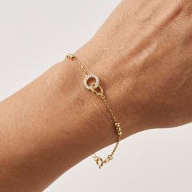 Γυναικείο Βραχιόλι με Λευκά Ζιργκόν Χρυσός K9 SKU-83826