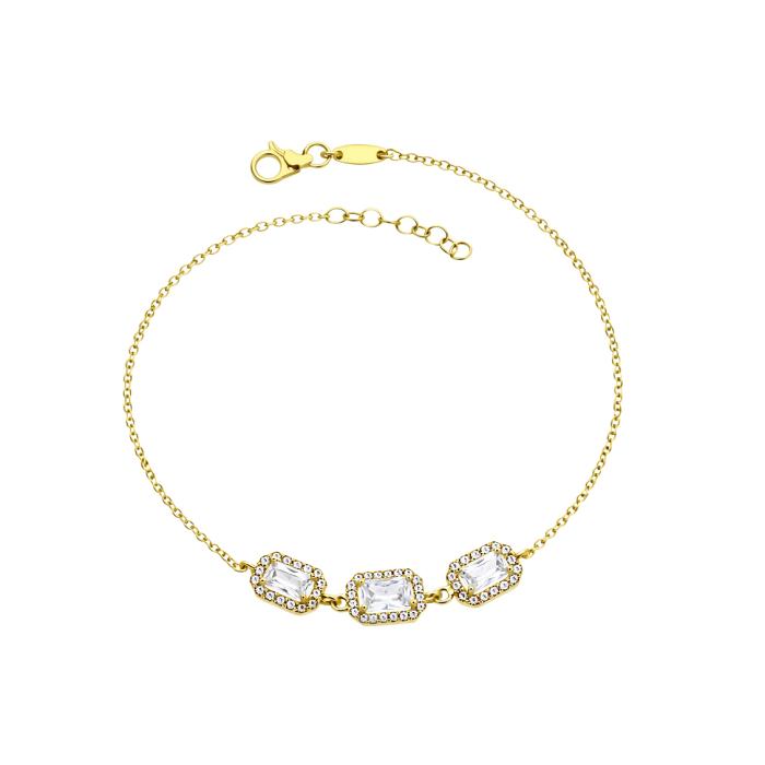 Γυναικείο Βραχιόλι με Ροζέτες σε Κίτρινο Χρυσό K9 & Λευκά Ζιργκόν SKU-83840