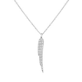 Κολιέ Φτερό με Διαμάντια  Λευκόχρυσος K14 SKU-83853