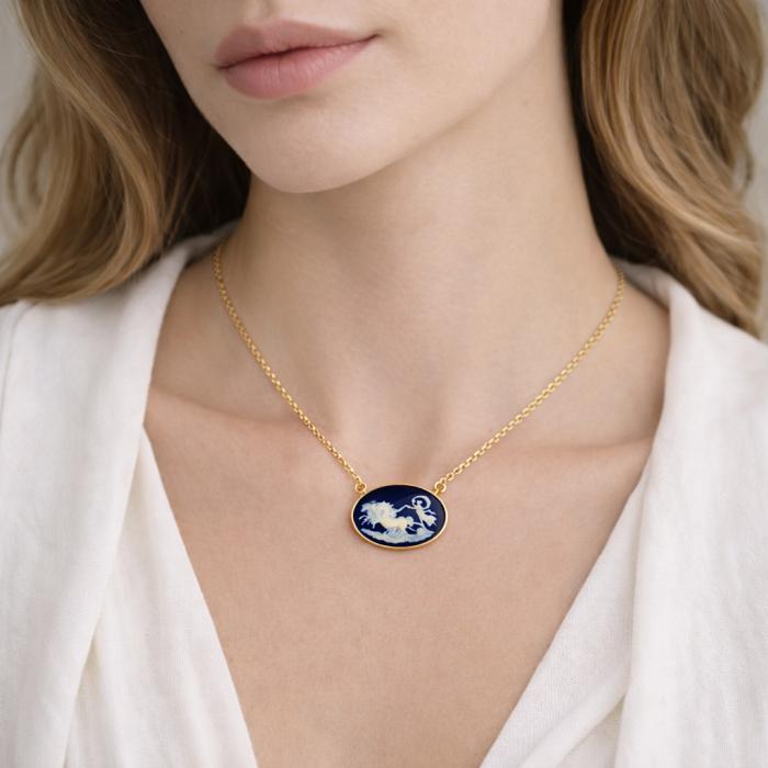 Κολιέ με Cameo σε Κίτρινο Χρυσό K14 με Αρχαιοελληνική Αισθητική SKU-83691