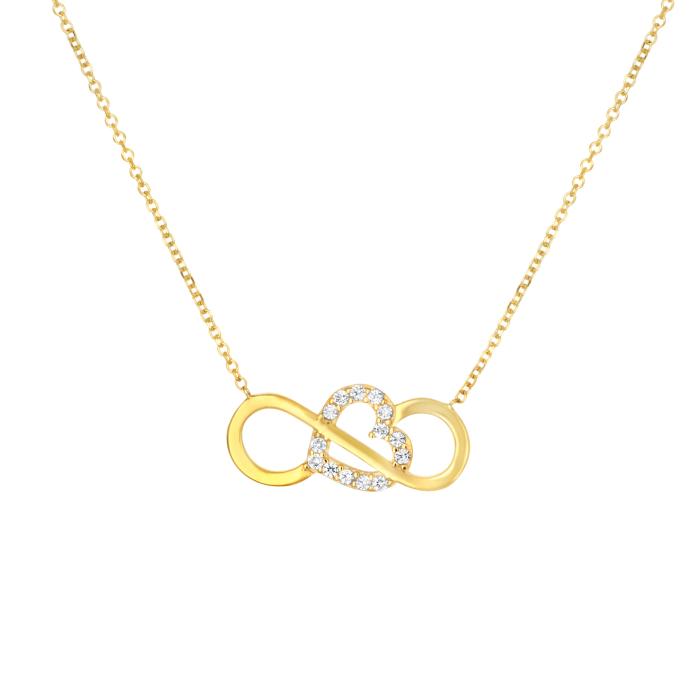 Κολιέ Καρδιά με Λευκά Ζιργκόν Χρυσός K9 SKU-83063