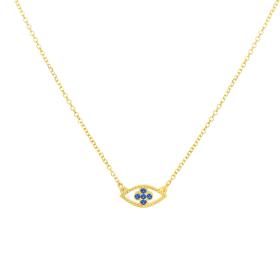 Κολιέ Ματάκι με Μπλε Ζιργκόν Χρυσός K9 SKU-83067
