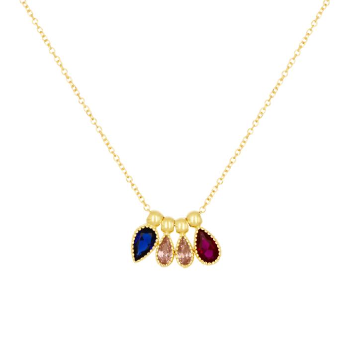 Κολιέ για Μαμά με Χρωματιστά Ζιργκόν Χρυσό Κ9 SKU-83069