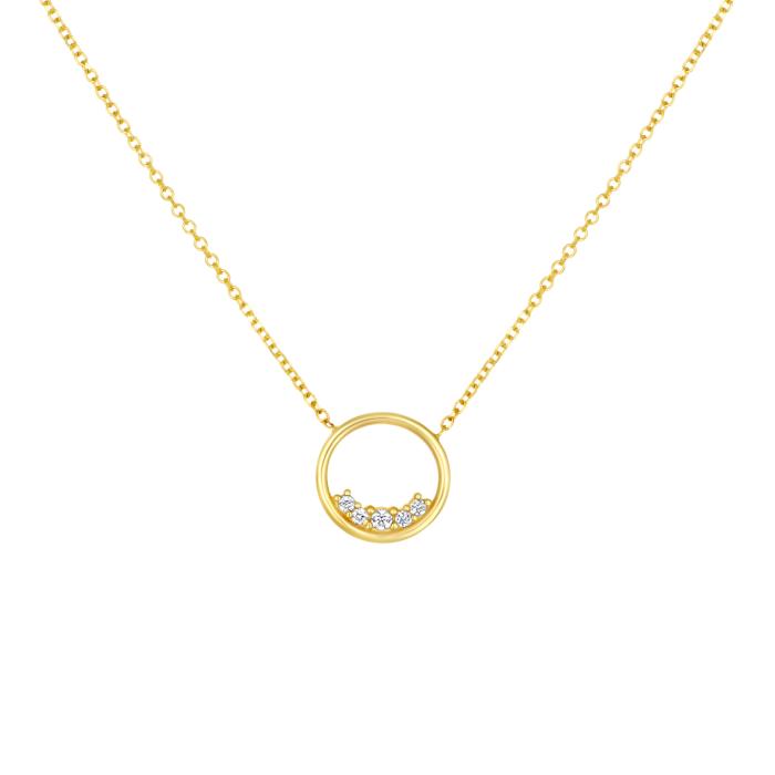 Κολιέ  Χρυσός K9 με Λευκά Ζιρκόν SKU-83088