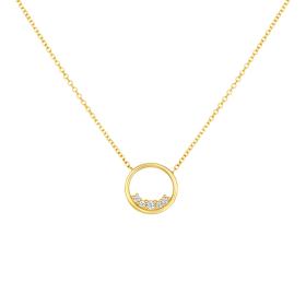 Κολιέ  Χρυσός K9 με Λευκά Ζιρκόν SKU-83088