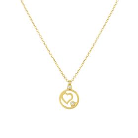 Κολιέ Καρδιά Χρυσός K9 με Λευκά Ζιργκόν SKU-83091