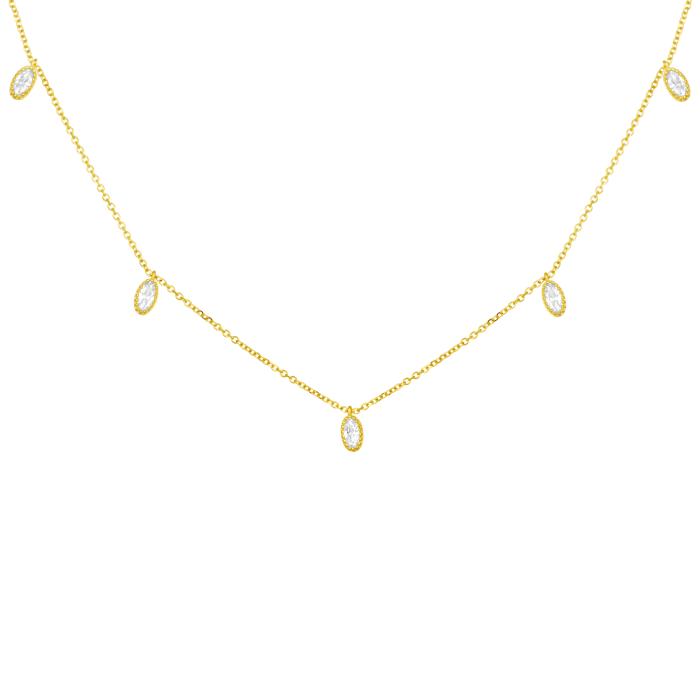 Κολιέ Χρυσός K9 με Λευκά Ζιργκόν SKU-83105