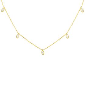 Κολιέ Χρυσός K9 με Λευκά Ζιργκόν SKU-83105