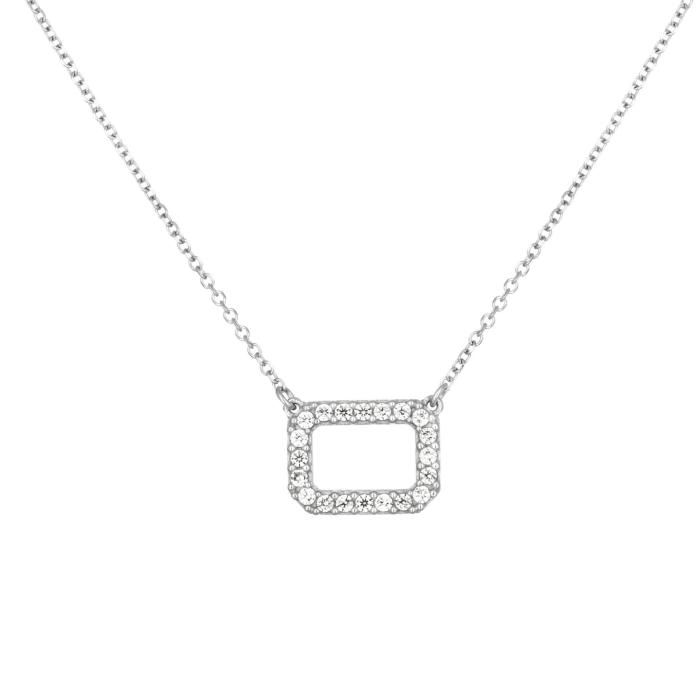 Κολιέ Λευκόχρυσος K9 με Λευκά Ζιργκόν SKU-83108