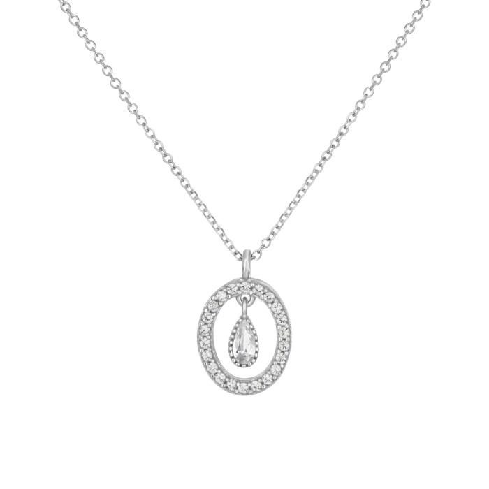 Κολιέ  Λευκόχρυσο K9  Λευκά Ζιργκόν SKU-83120