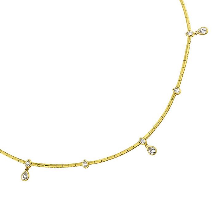 Κολιέ Χρυσός K14 με Λευκά Ζιργκόν SKU-83247