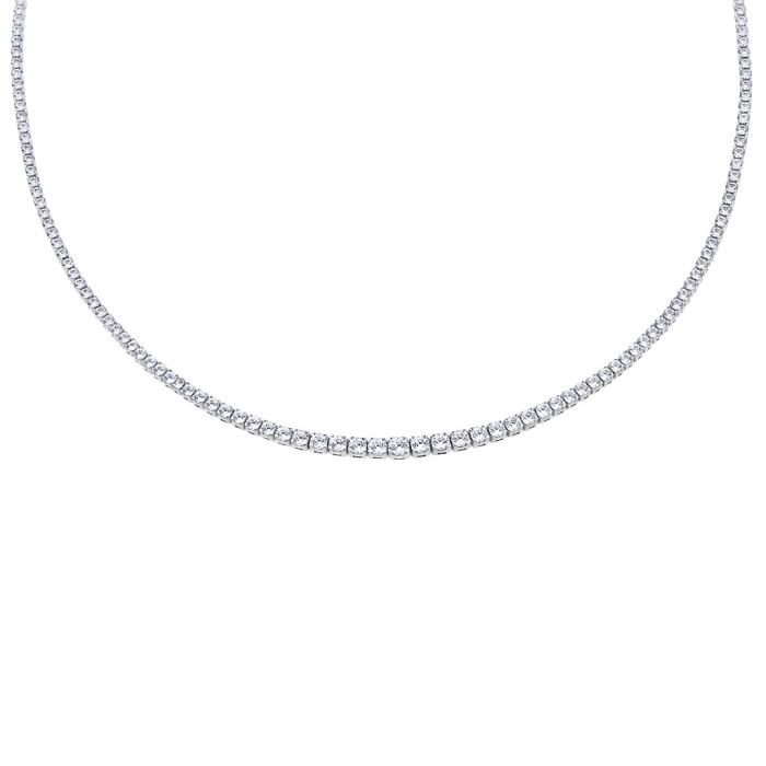 Κολιέ Ριβιέρα Λευκόχρυσος K14 με Λευκά Ζιργκόν SKU-83251