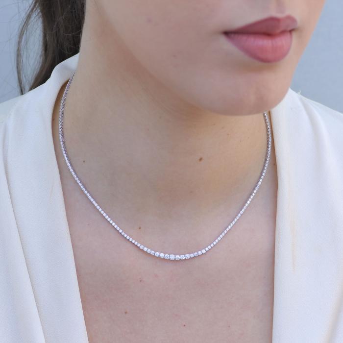 Κολιέ Ριβιέρα με Lab Grown Διαμάντια Λευκόχρυσος K14 SKU-83252