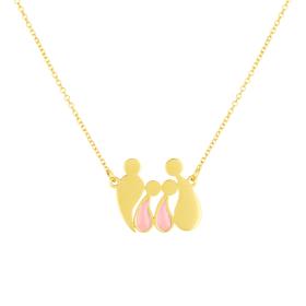 Κολιέ για Μαμά με Ροζ Σμάλτο Χρυσό K9 SKU-83273