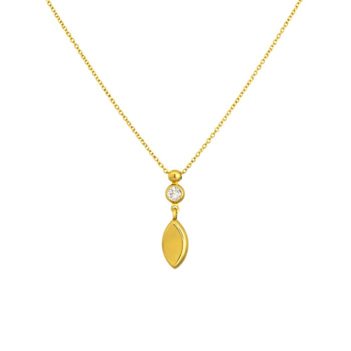 Κολιέ Χρυσός K9 με Λευκό Ζιργκόν SKU-83336