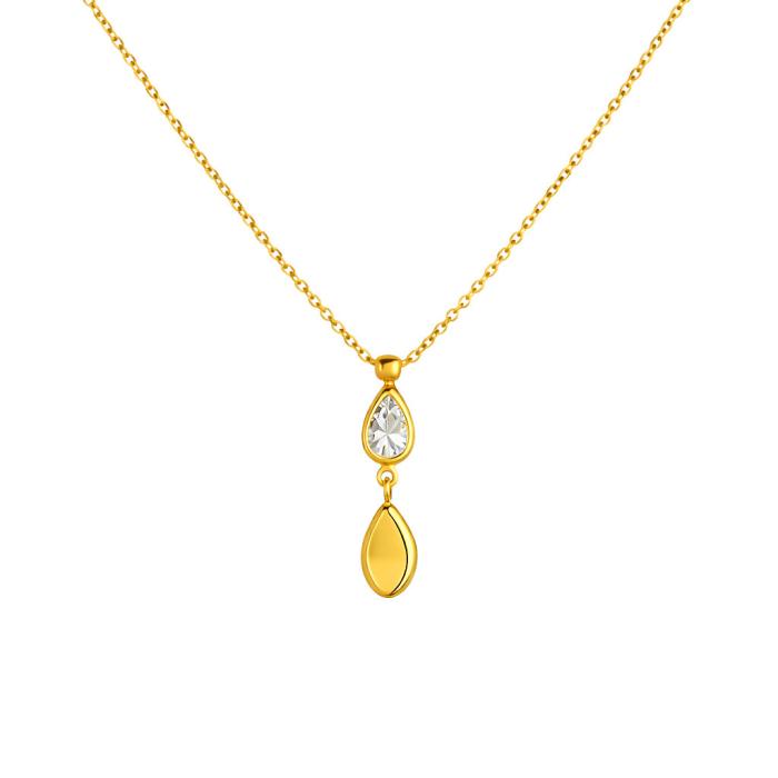 Κολιέ  Χρυσός K9 με Λευκό Ζιργκόν SKU-83338