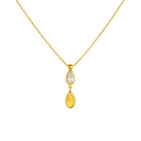 Κολιέ  Χρυσός K9 με Λευκό Ζιργκόν SKU-83338