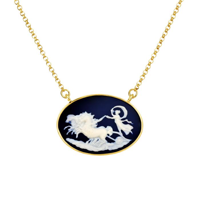 Κολιέ με Cameo σε Κίτρινο Χρυσό K14 με Αρχαιοελληνική Αισθητική SKU-83691