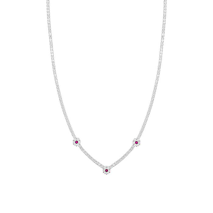 Κολιέ με Λευκά & Ροζ Ζιργκόν Ασήμι 925° SKU-83741