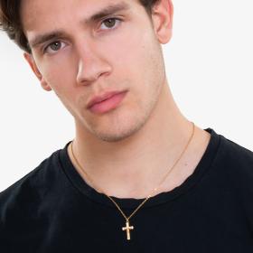 Κολιέ Σταυρός Luca Barra από Aνοξείδωτο Aτσάλι IP GOLD SKU-83881