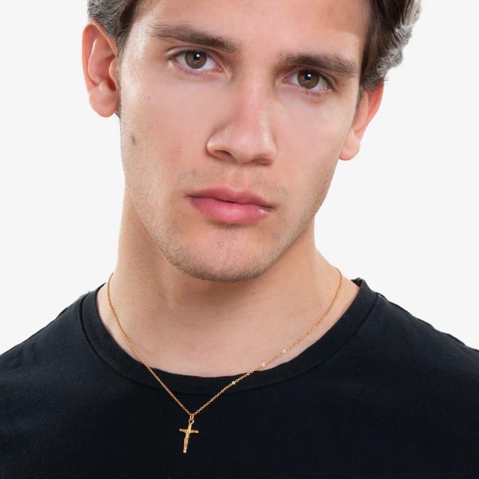 Κολιέ Σταυρός Luca Barra από Aνοξείδωτο Aτσάλι IP GOLD SKU-83882