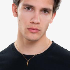 Κολιέ Σταυρός Luca Barra από Aνοξείδωτο Aτσάλι IP GOLD SKU-83882