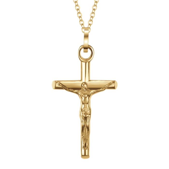 Κολιέ Σταυρός Luca Barra από Aνοξείδωτο Aτσάλι IP GOLD SKU-83882