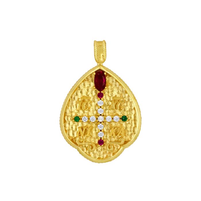 Φυλαχτό Κωνσταντινάτο Διπλής Όψεως Ασήμι 925° με Ζιργκόν SKU-83016