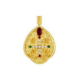 Φυλαχτό Κωνσταντινάτο Διπλής Όψεως Ασήμι 925° με Ζιργκόν SKU-83016