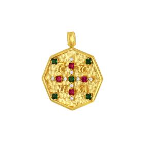 Φυλαχτό Κωνσταντινάτο Διπλής Όψεως Ασήμι 925° Επίχρυσο με Ζιργκόν SKU-83017