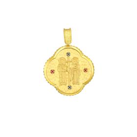 Φυλαχτό Κωνσταντινάτο Ασήμι 925°  Επίχρυσο με Ζιργκόν SKU-83018