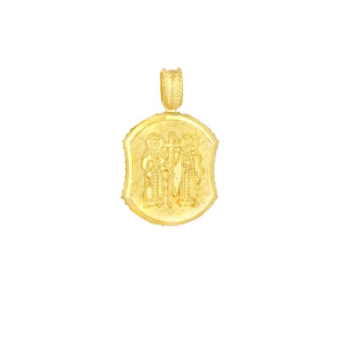 Φυλαχτό Κωνσταντινάτο με Μπλε & Λευκά Ζιργκόν, Επίχρυσο Ασήμι 925° SKU-83022