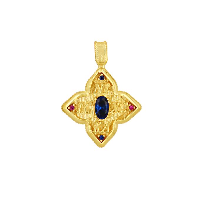 Φυλαχτό Κωνσταντινάτο Διπλής Όψεως  Επίχρυσο Ασήμι 925° με Ζιργκόν SKU-83024