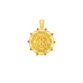 Φυλαχτό Κωνσταντινάτο Επίχρυσο Ασήμι 925° με Κόκκινα Ζιργκόν SKU-83027